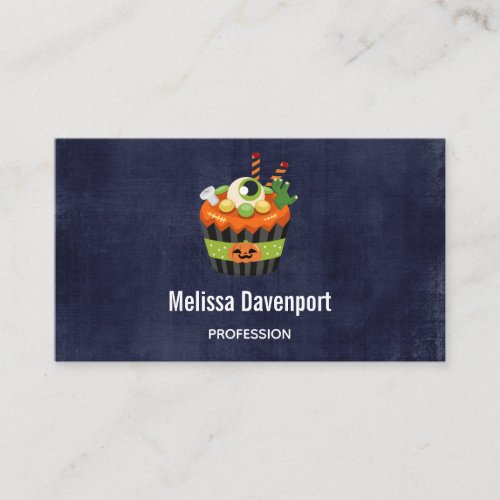 Cute  Creepy Halloween Cupcake with a Big Eyeball Business Card