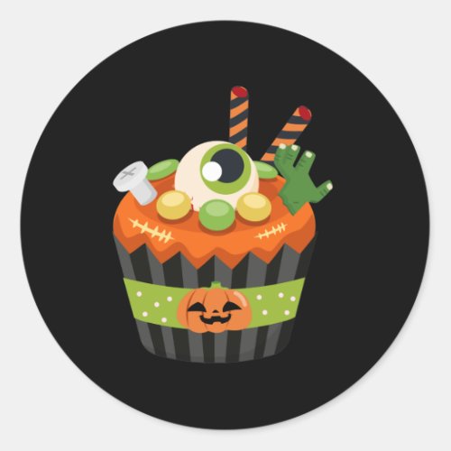 Cute  Creepy Halloween Cupcake with a Big Eyeball Classic Round Sticker