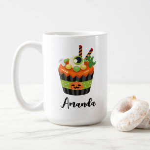 Cute & Creepy Halloween Cupcake with a Big Eyeball Coffee Mug