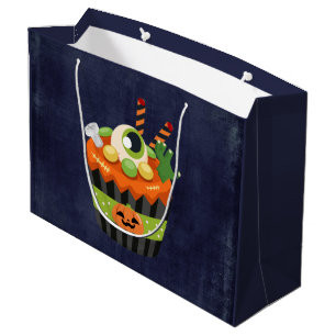 Cute & Creepy Halloween Cupcake with a Big Eyeball Large Gift Bag