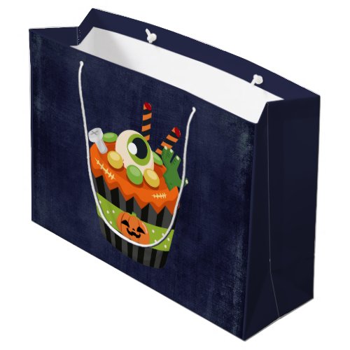 Cute  Creepy Halloween Cupcake with a Big Eyeball Large Gift Bag