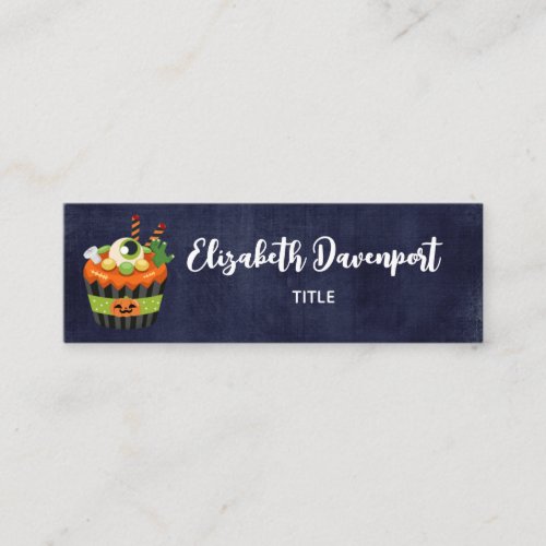 Cute  Creepy Halloween Cupcake with a Big Eyeball Mini Business Card