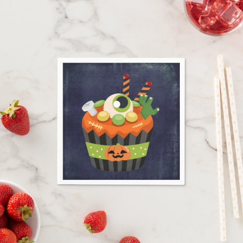 Cute  Creepy Halloween Cupcake with a Big Eyeball Napkins