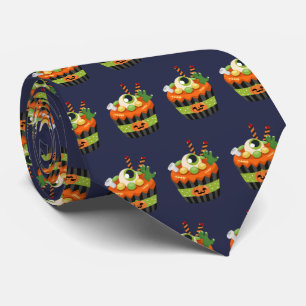 Cute & Creepy Halloween Cupcake with a Big Eyeball Neck Tie