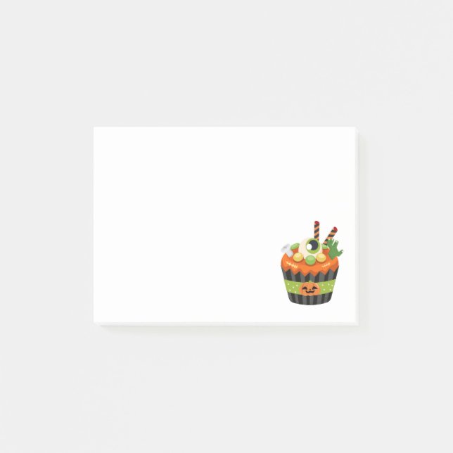 Cute & Creepy Halloween Cupcake with a Big Eyeball Post-it Notes (Front)