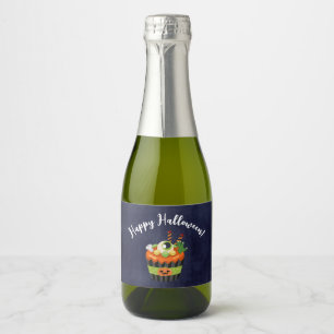 Cute & Creepy Halloween Cupcake with a Big Eyeball Sparkling Wine Label