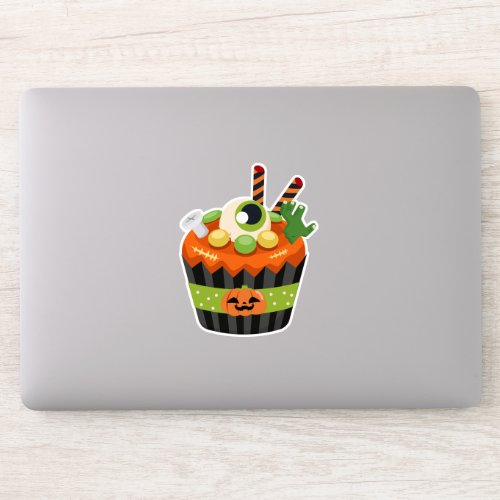 Cute  Creepy Halloween Cupcake with a Big Eyeball Sticker