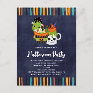Cute & Creepy Halloween Party Invitation Postcard