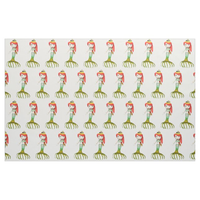 Cute Creepy Mermaid Witch  Fabric (Fat Quarter)