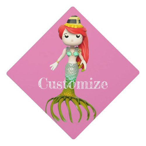 Cute Creepy Mermaid Witch Thunder_Cove  Graduation Cap Topper