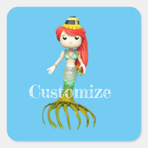 Cute Creepy Mermaid Witch Thunder_Cove  Square Sticker