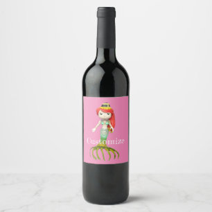 Cute Creepy Mermaid Witch Thunder_Cove Wine Label