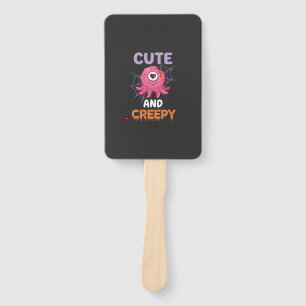Cute Creepy Pink Monster Halloween Spider Web Bats Hand Fan