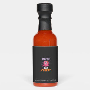 Cute Creepy Pink Monster Halloween Spider Web Bats Hot Sauces