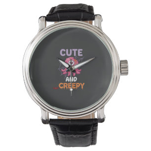 Cute Creepy Pink Monster Halloween Spider Web Bats Watch