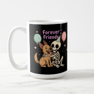 Cute Creepy Skeleton Hugging German Shepherd Dog Coffee Mug