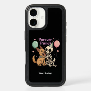 Cute Creepy Skeleton Hugging German Shepherd Dog F iPhone 16 Case
