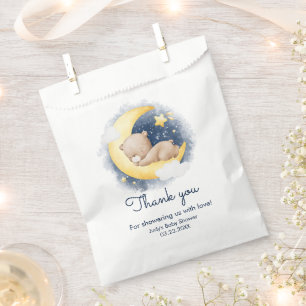 Cute Crescent Moon Teddy Bear Baby Shower Favor Bag