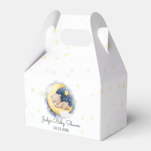 Cute Crescent Moon Teddy Bear Baby Shower Favor Boxes