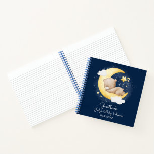 Cute Crescent Navy Moon Teddy Bear Baby Shower Notebook
