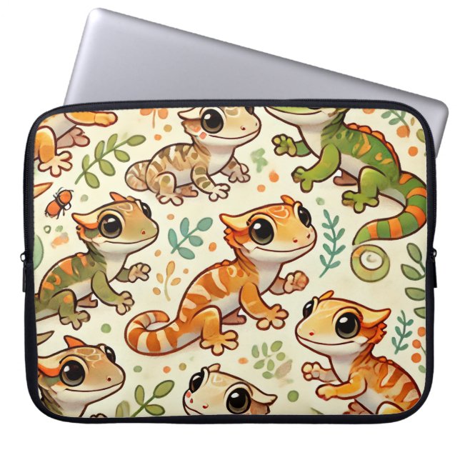 Cute Crested Gecko Laptop Sleeve (Front)