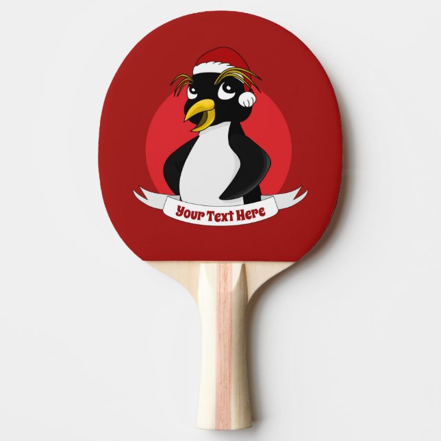 Cute crested penguin Christmas cartoon Ping Pong P Ping Pong Paddle (Front)