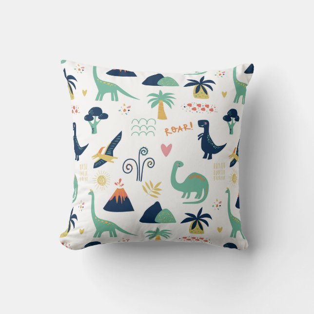 Cute Cretaceous Period Cartoon Drawings Throw Pillow (Front)