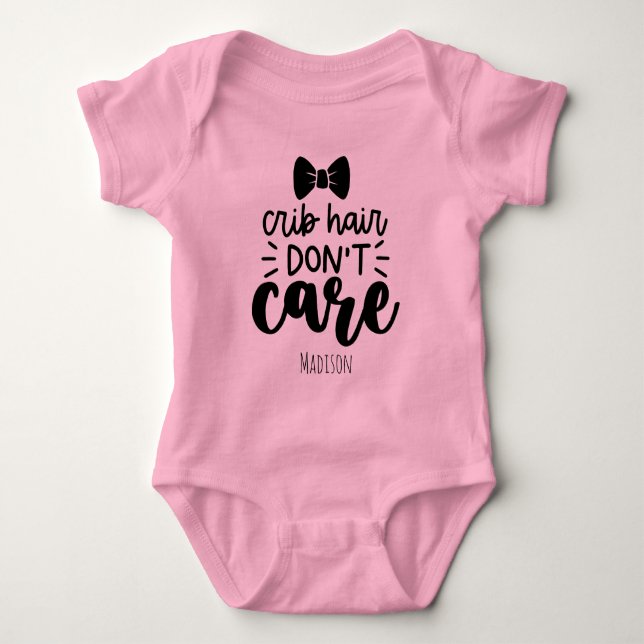Cute Crib Hair Dont Care Personalized  Baby Bodysuit (Front)