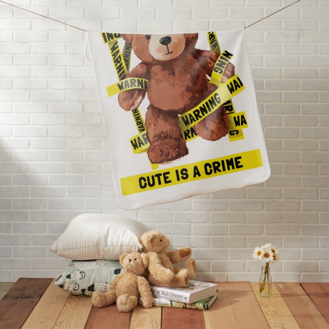 Cute Crime Fighter Teddy Bear Baby Blanket (In Situ)