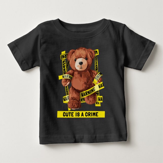 Cute Crime Fighter Teddy Bear Baby T-Shirt (Front)