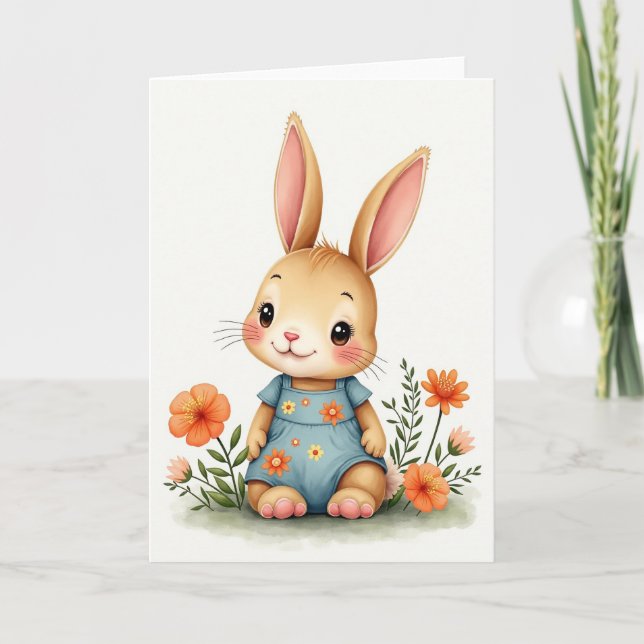 Cute Critter Spring Greeting Card (Front)