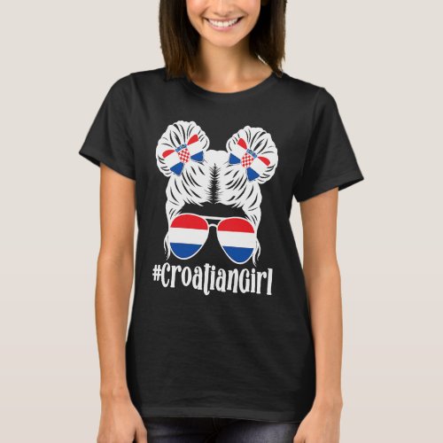 Cute Croatian Girl Croatia Flag Croatian Roots T_Shirt