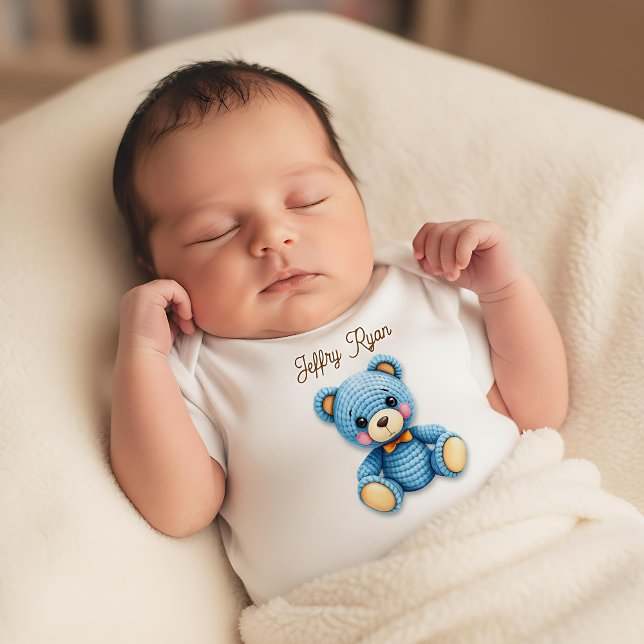 Cute Crochet Bear Personalized  Baby Bodysuit (Creator Uploaded)