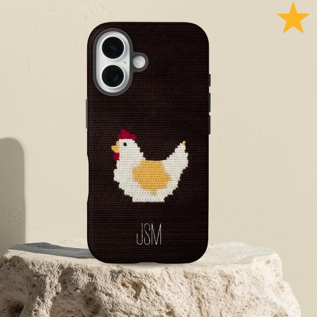 Cute Crochet Chicken Custom Initials Monogram   Case-Mate iPhone Case (Creator Uploaded)