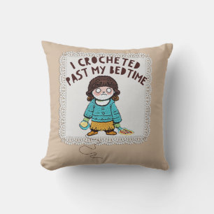 Cute Crochet Doll Yarn Doily  Throw Pillow