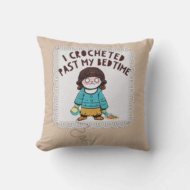 Cute Crochet Doll Yarn Doily  Throw Pillow (Front)