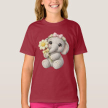 Cute Crochet Elephant Girl with Flower – Gift idea