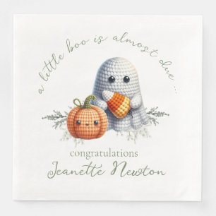 Cute Crochet Ghost Halloween Baby Shower Paper Dinner Napkins