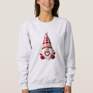 Cute Crochet Heart Pattern Valentine Gnome Sweatshirt