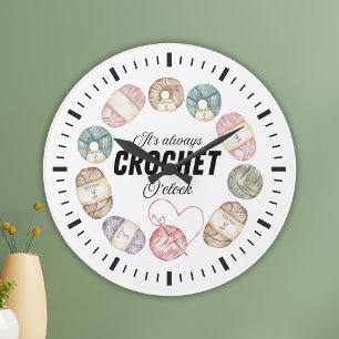Cute Crochet Yarn Wall Clock Decor Gift Idea
