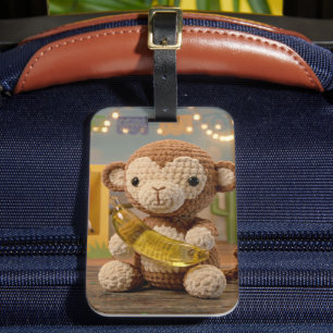 Cute Crocheted Monkey and Banana Luggage Tag