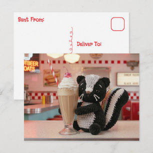 Cute Crocheted Skunk Keeping in Touch Postcard