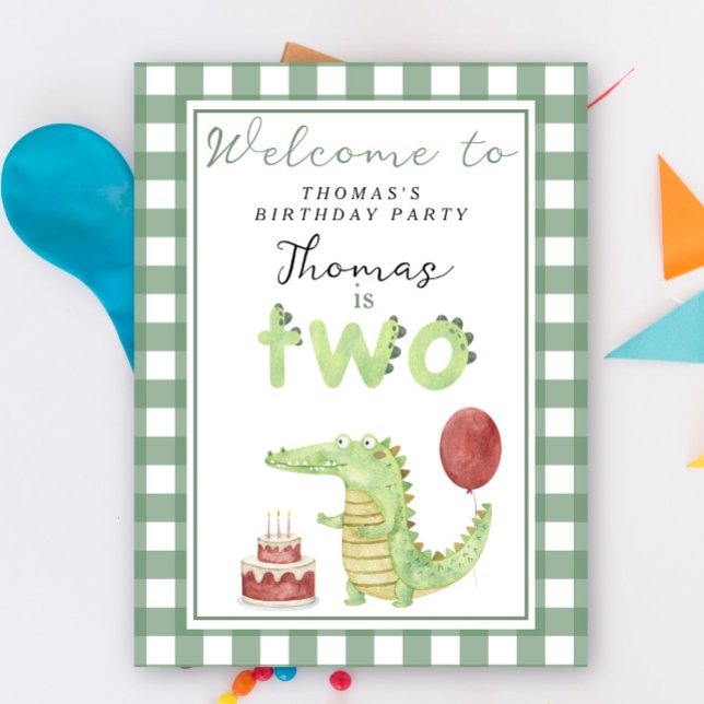 Cute Crocodile 2nd Birthday Party  Poster (Creator Uploaded)