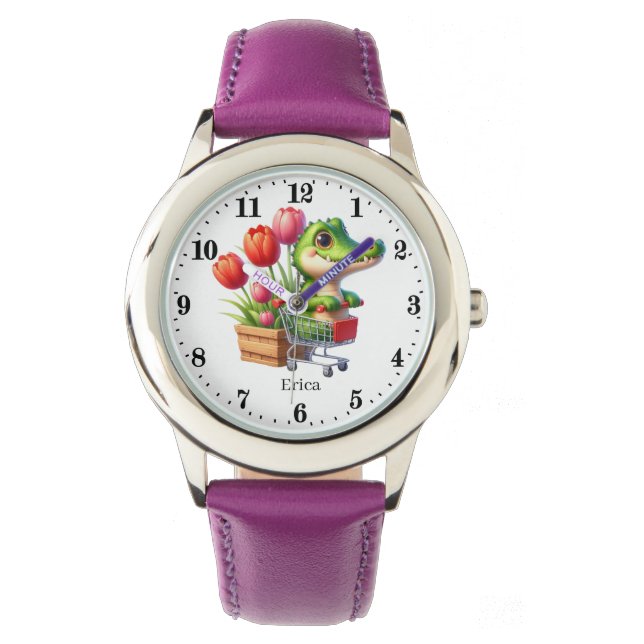 Cute Crocodile add name Watch (Front)