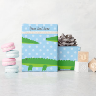 Cute crocodile alligator polka dots wrapping paper
