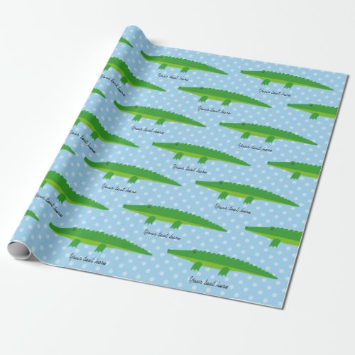 Cute crocodile alligator polka dots wrapping paper