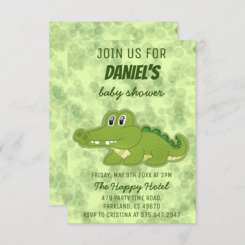 Cute Crocodile Baby Boy Baby Shower Invitation