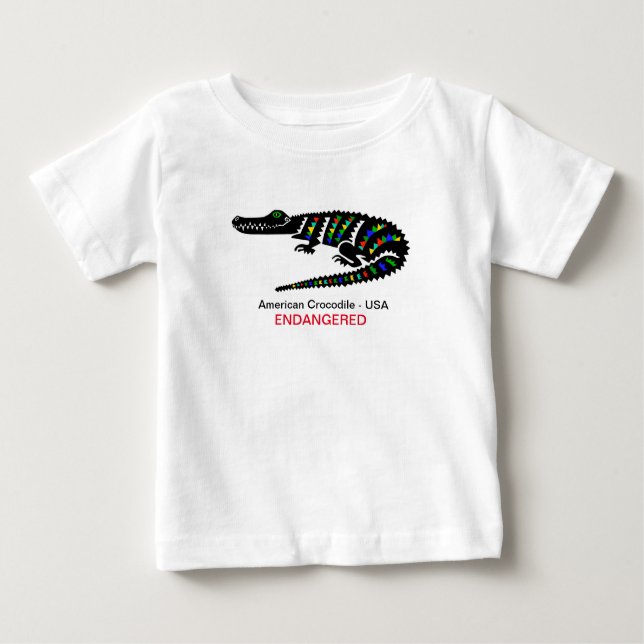 Cute Crocodile -Endangered animal graphic - Baby T-Shirt (Front)