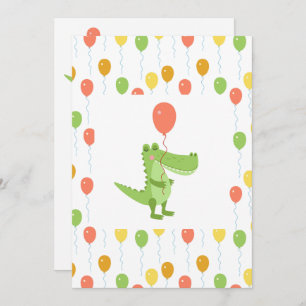 Cute Crocodile Fun Animal Baby Shower Invitation