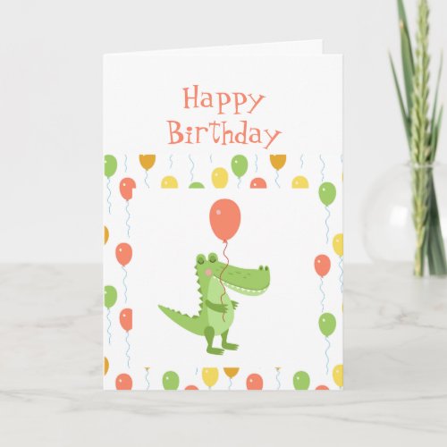 Cute Crocodile Fun Animal Children Kids Birthday  Card